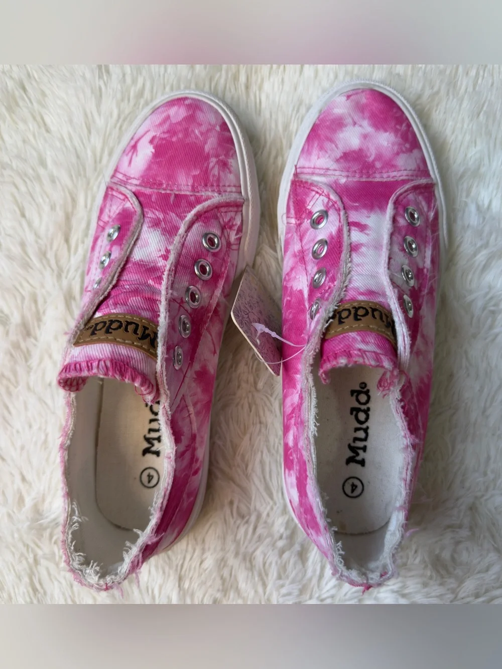 Mudd Girls Pink Tie Dye Canvas Slip On Sneakers Shoes Size 4 New With Tags